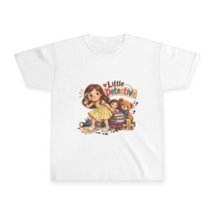 Little Detective Kids Tee | Magnifying Glass Girl with Teddy and Rebecca Ann