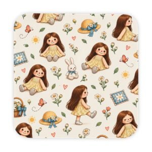 Rebecca Ann Hooded Baby Towel | Blue Bows & Daisies Storybook Pattern