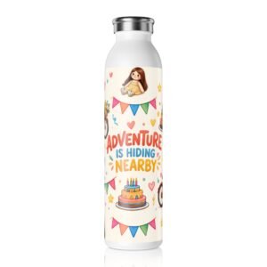 Adventure Is Hiding Nearby Slim Water Bottle | Birthday Bunting & Rebecca Ann Design