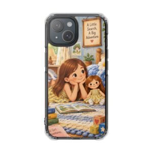 Girl with Rebecca Ann Clear Phone Case | "A Little Search, A Big Adventure"