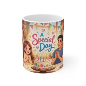 Where Could She Be? Mug | A Special Day Birthday Surprise Illustration